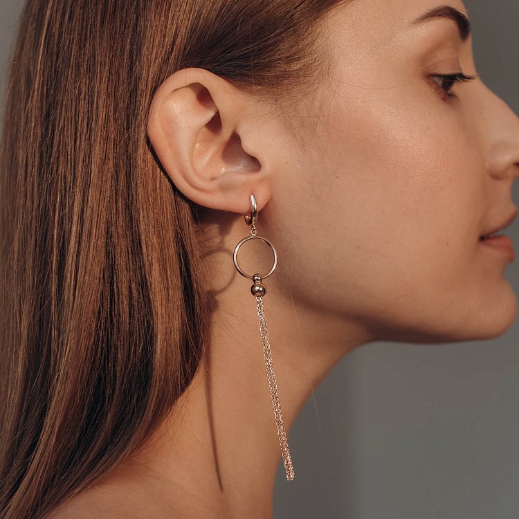 Висячі сережки з червоного золота с06353 від ювелірного магазину Онікс - 6