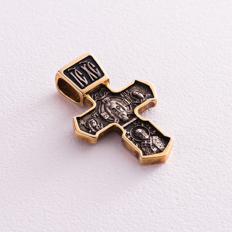 Срібний хрест з позолотою 132398 від ювелірного магазину Онікс