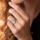 Серебряное кольцо "Клевер" с фианитом 583к от ювелирного магазина Оникс - 1