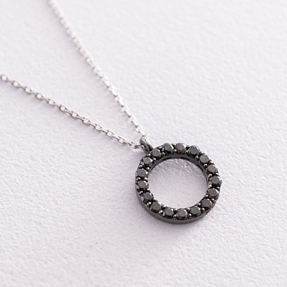 Золоте кольє "Кругообіг" (чорні діаманти) 1.2 см колб0063di №7