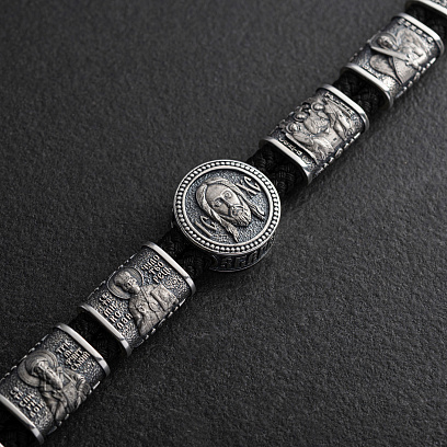 Серебряный браслет "Иисус Христос. Спаси и Сохрани (на укр. языке) 1698 №9