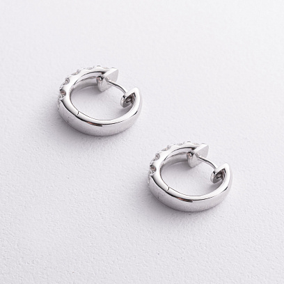 Серьги - кольца в белом золоте (бриллианты) сб0734ri №2