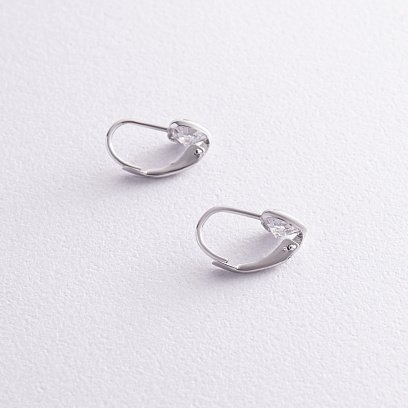 Дитячі золоті сережки "Сердечки" з фіанітами с08321 №3