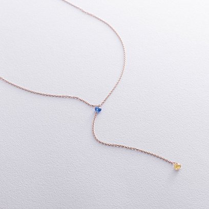 Колье - галстук "Кольори свободи" в красном золоте (фианиты) кол02336