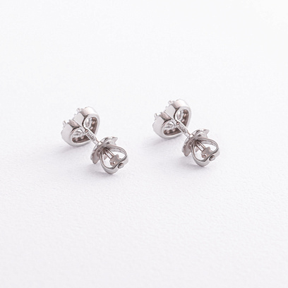 Серебряные серьги - пусеты "Сердечки" с фианитами 902-01584 №3