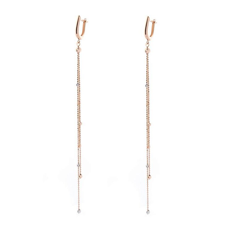 Золотые серьги на цепочке с05602 от ювелирного магазина Оникс - 1