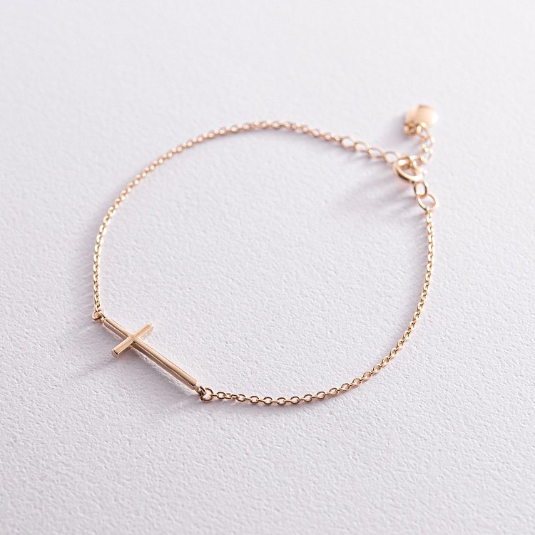 Браслет "Хрестик" у жовтому золоті з2081ж від ювелірного магазину Онікс - 5