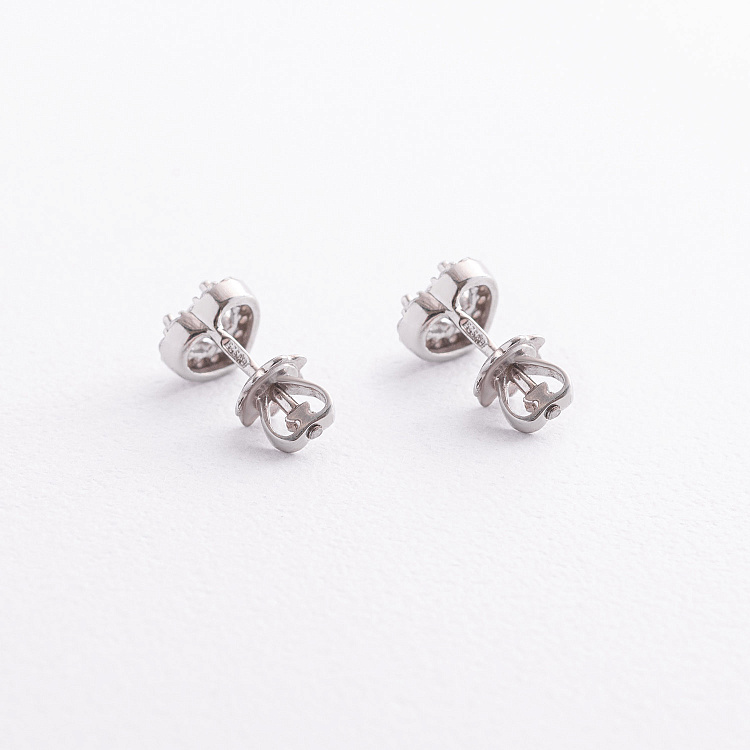 Серебряные серьги - пусеты "Сердечки" с фианитами 902-01584 от ювелирного магазина Оникс - 2