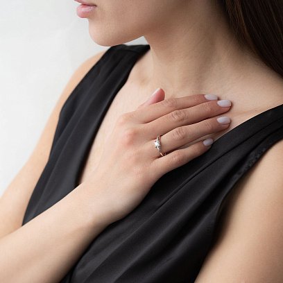 Золота каблучка з діамантами кб0331lg №4