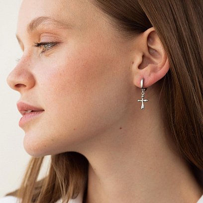 Срібні сережки "Хрестики" 122201 №4
