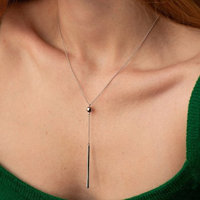 Колье "Хлоя" с шариком в белом золоте кол01936 №3