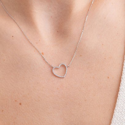 Золоте кольє "Серце" з діамантами 110131121 №6