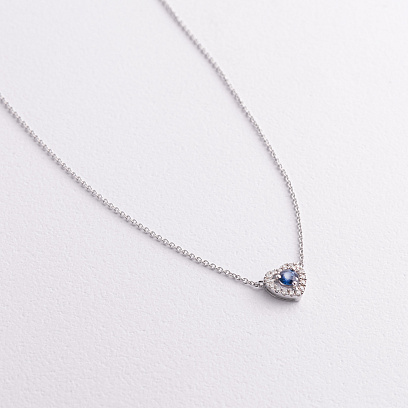 Золоте кольє "Сердечко" (діаманти, сапфір) колб0163ca №2