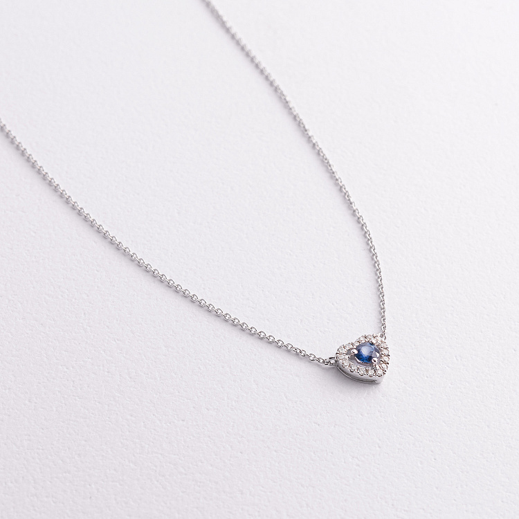 Золоте кольє "Сердечко" (діаманти, сапфір) колб0163ca від ювелірного магазину Онікс - 1