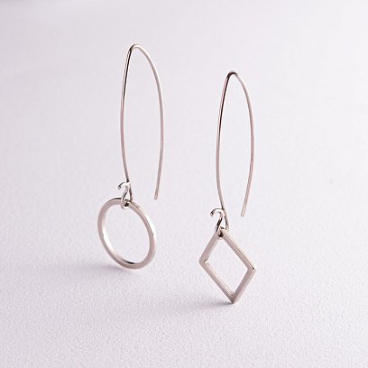 Серебряные серьги - петельки "Геометрия" 4994