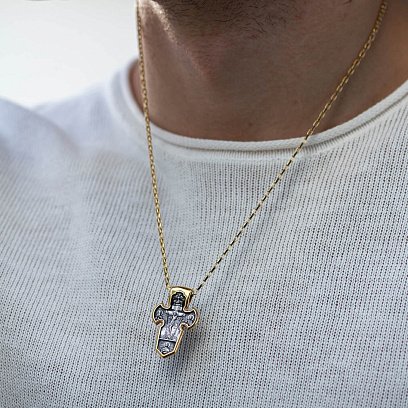 Серебряный крестик с позолотой "Распятие. Архангел Михаил" 131746 №4