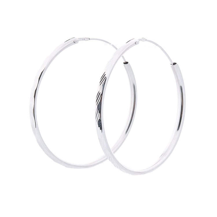 Серебряные серьги-кольца 122254 от ювелирного магазина Оникс