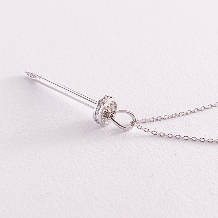 Кольє "Цвях" у білому золоті (фіаніти) кол02185 від ювелірного магазину Онікс - 5