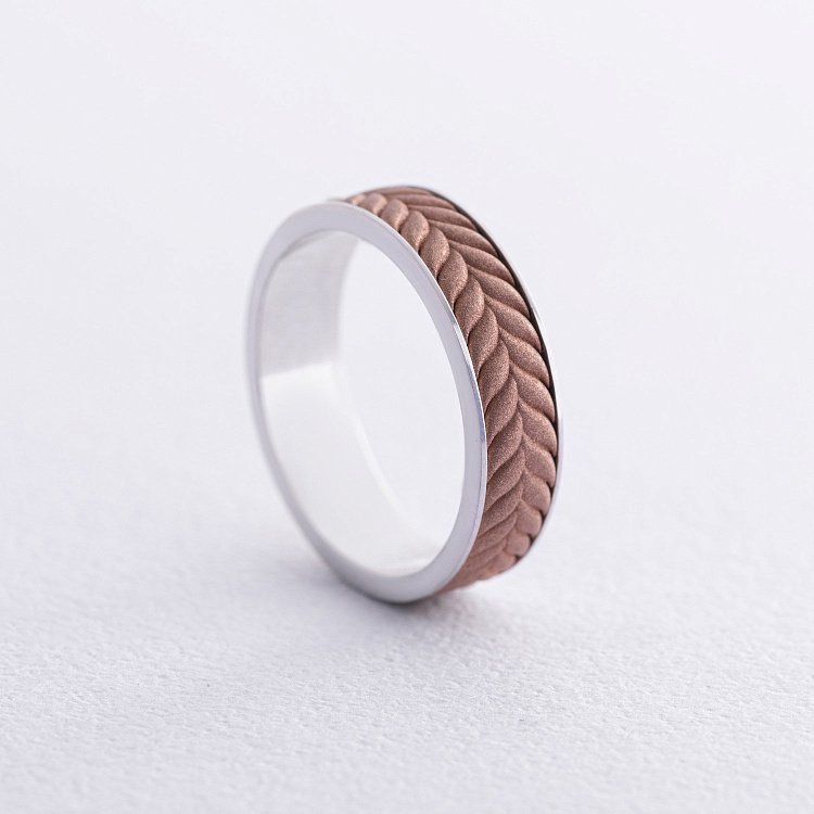 Обручальное кольцо "Колосок" в красном и белом золоте 236421100 от ювелирного магазина Оникс