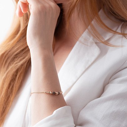 Золотой браслет "Шарики" (черные фианиты) б04944 №10