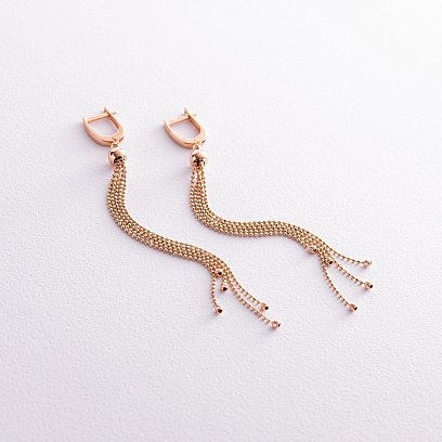 Золоті сережки "Кульки" на ланцюжку с07419 №3