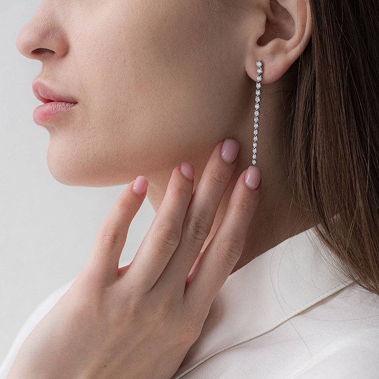 Золотые серьги - пусеты с бриллиантами с407ar от ювелирного магазина Оникс - 10