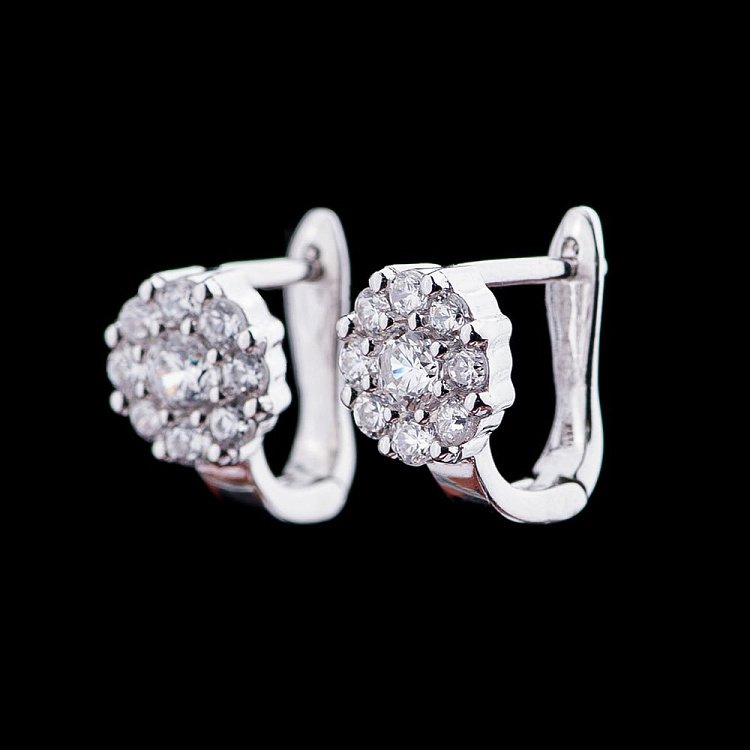 Серебряные серьги (фианиты) 121922 от ювелирного магазина Оникс - 1