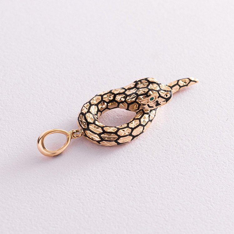 Золотий кулон "Змія" (емаль) п03632 від ювелірного магазину Онікс - 6