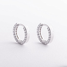 Серебряные серьги - кольца с фианитами 123560 от ювелирного магазина Оникс