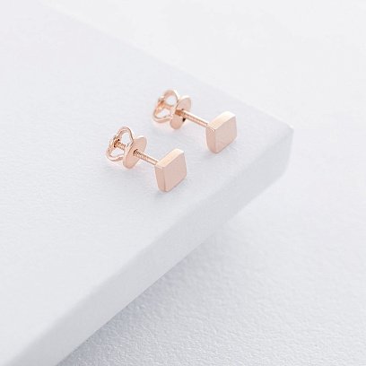 Золотые серьги-пусеты "Ромбы" с06053