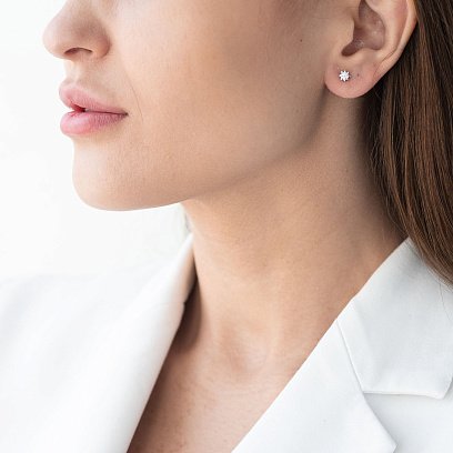 Золоті сережки-пусети з діамантами сб0081ca №2