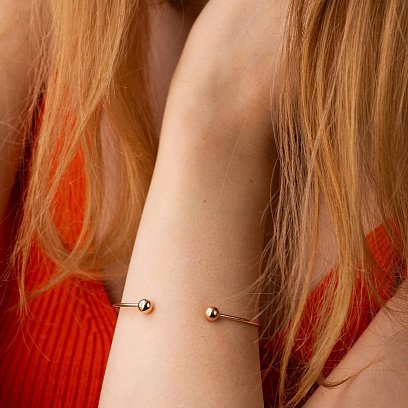 Жесткий браслет "Шарики" (красное золото) б05473 №6