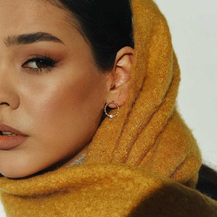 Серьги "Гармония" в желтом золоте (фианит) с06939 от ювелирного магазина Оникс - 5