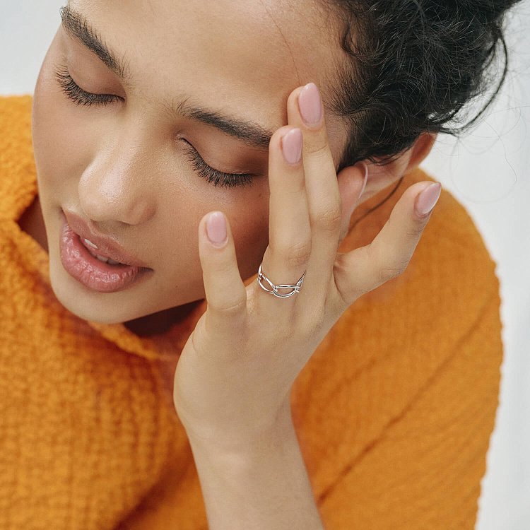 Каблучка "Ланцюжок" у білому золоті к07451 від ювелірного магазину Онікс - 13