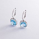 Золоті сережки з блакитним топазом і діамантами C01111E от ювелирного магазина Оникс - 2