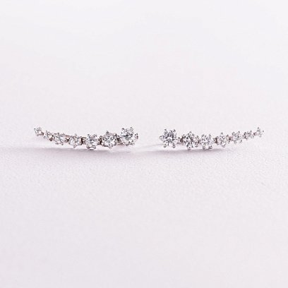 Срібна моносережка з фіанітами (на праве вушко) 4904п №6