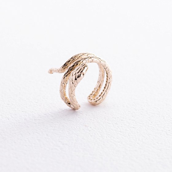 Серьга - каффа "Змея" в желтом золоте с08494 №4