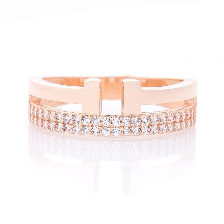 Золотий перстень з фіанітами к06208 від ювелірного магазину Онікс - 2