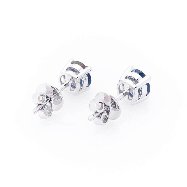 Золотые серьги-гвоздики с сапфирами и бриллиантами сб0076aj от ювелирного магазина Оникс - 1