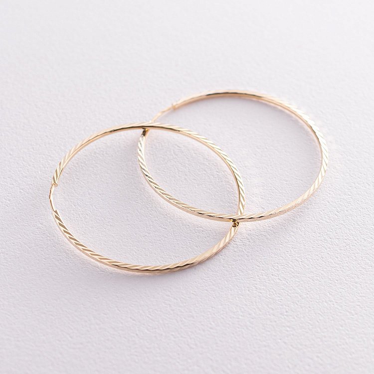 Серьги - кольца в желтом золоте (4.6 см) с07319 от ювелирного магазина Оникс