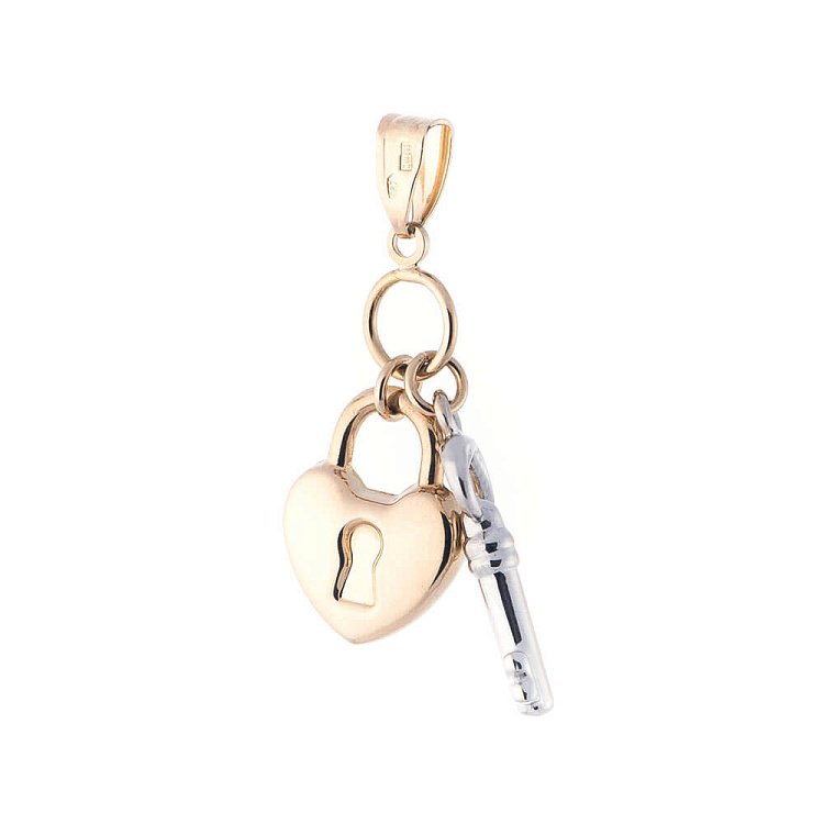 Золота підвіска "Серце з ключиком" п02839 від ювелірного магазину Онікс - 2
