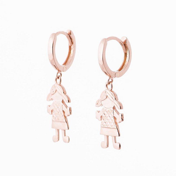 Детские золотые серьги "Девочки" с04411 от ювелирного магазина Оникс - 1