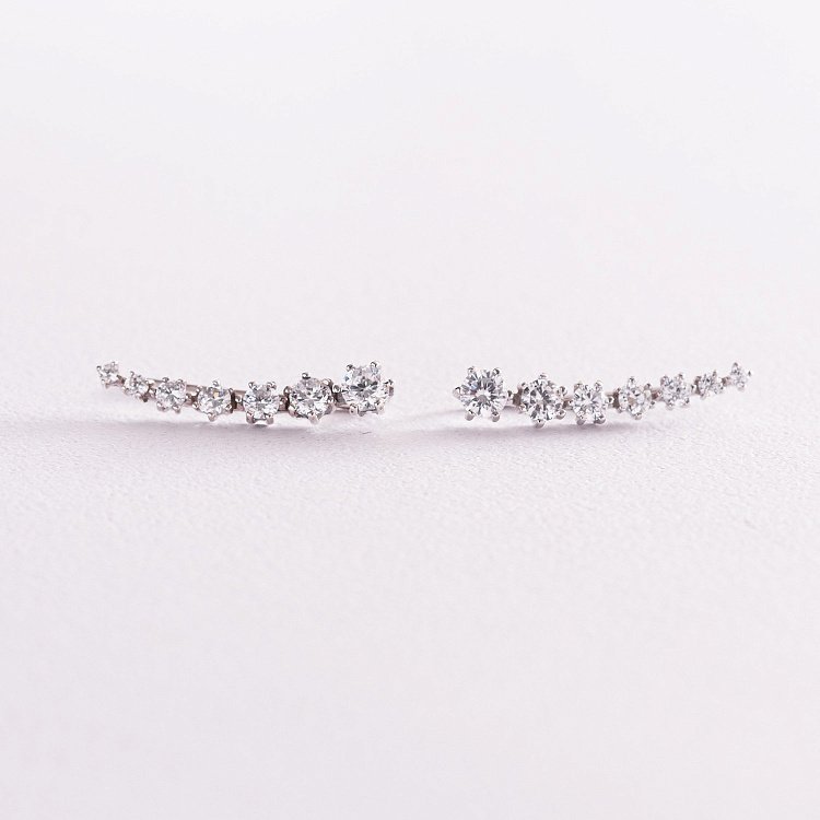 Срібна моносережка з фіанітами (на праве вушко) 4904п від ювелірного магазину Онікс - 6