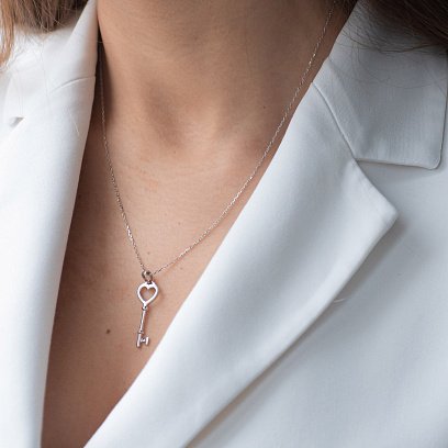 Подвеска "Ключик" в белом золоте п03504 №2