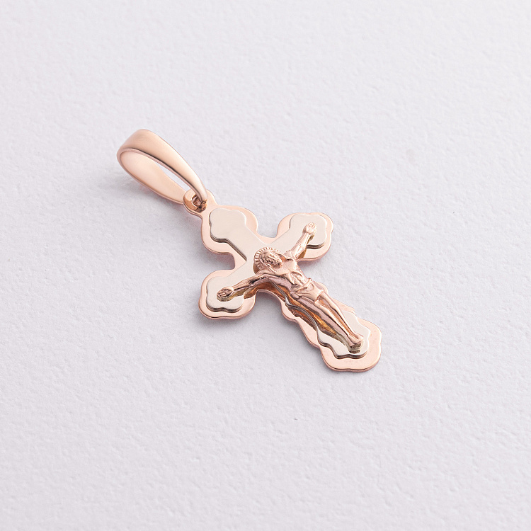 Золотий хрестик "Розп'яття. Спаси та Збережи"  210204 від ювелірного магазину Онікс