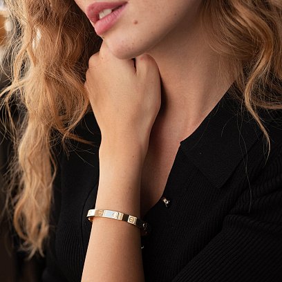 Жорсткий браслет "Love" із жовтого золота б05146 №4