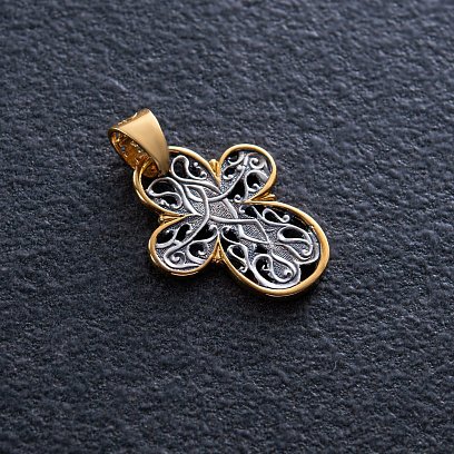 Срібний хрестик з позолотою 131790 №5