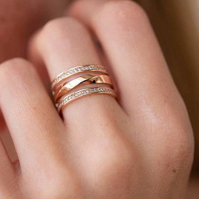 Кольцо в красном золоте (фианиты) к07077 №4