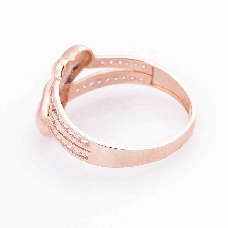 Золотое кольцо "Сердца" (фианиты) к05003 от ювелирного магазина Оникс - 1