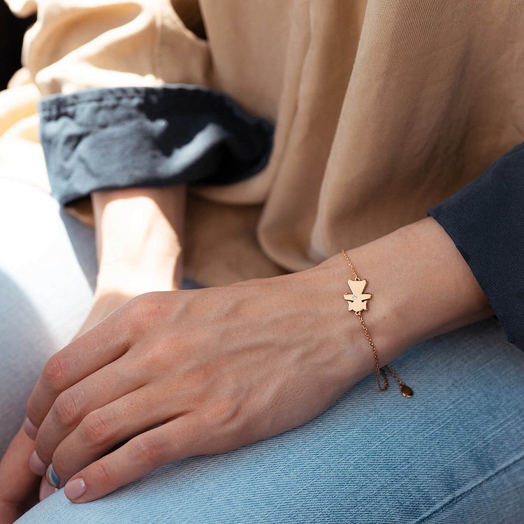 Браслет "Девочка" в красном золоте (возможна гравировка) з2077 от ювелирного магазина Оникс - 3